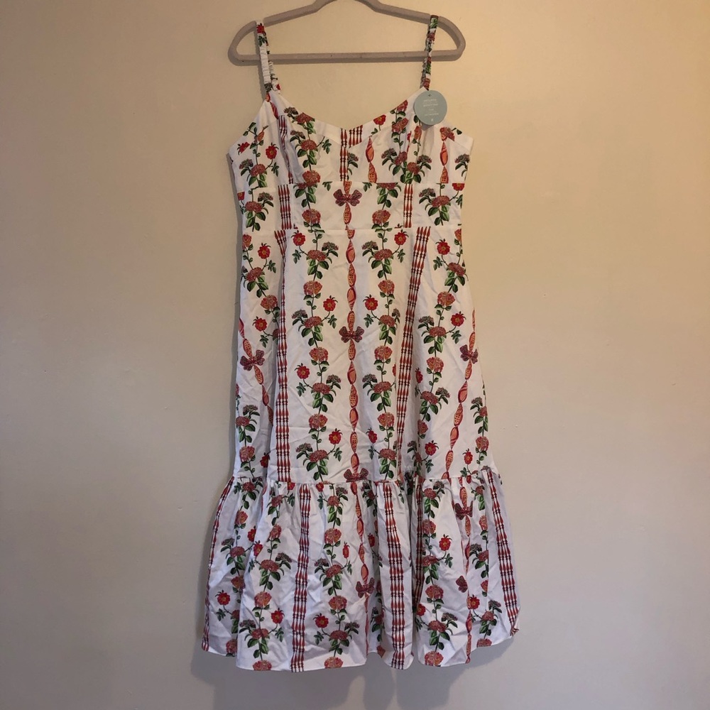Hill House Floral Striped Dress - Red and Green